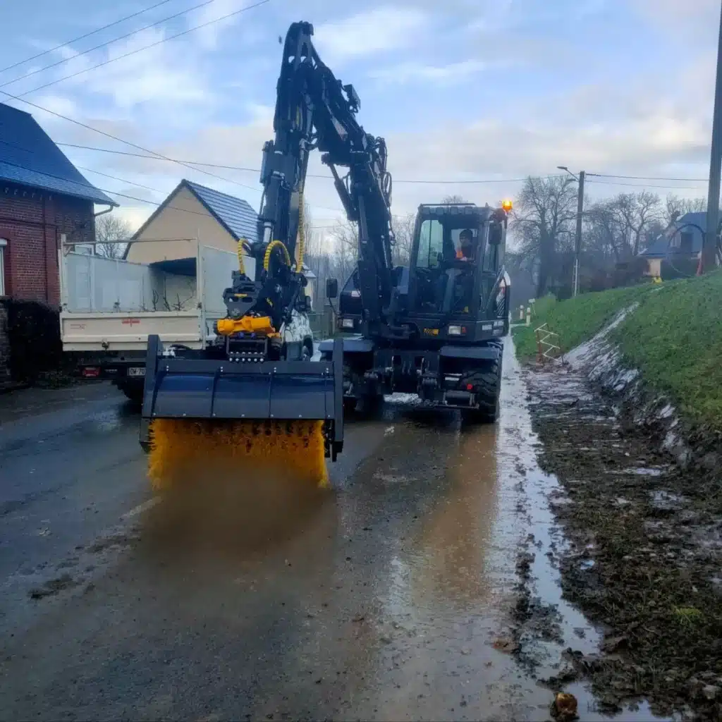 Pelleteuse en action