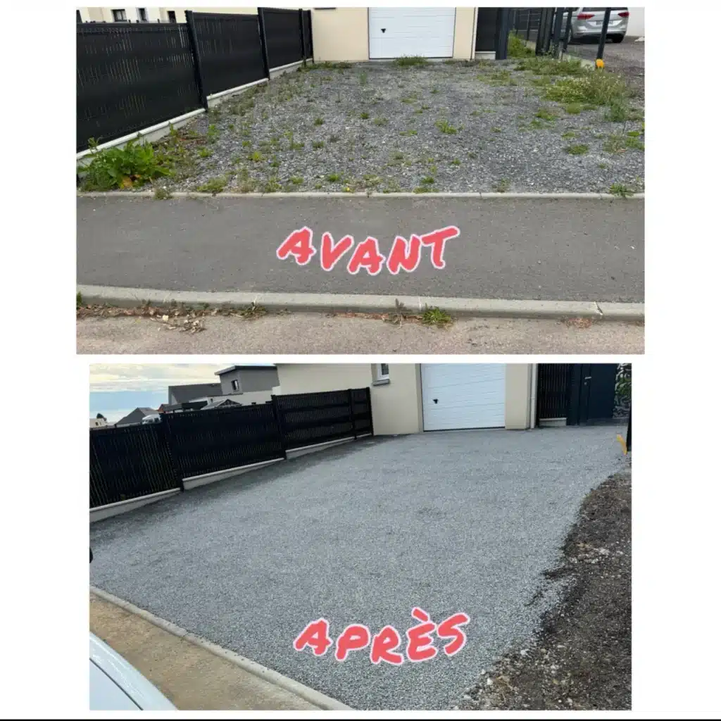 Création d’une allée extérieure sur chantier.